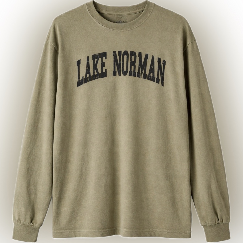 Comfort Colors Lake Norman NC Olive Green Long Sleeve Tee XL Collegiate - Picture 6 of 6